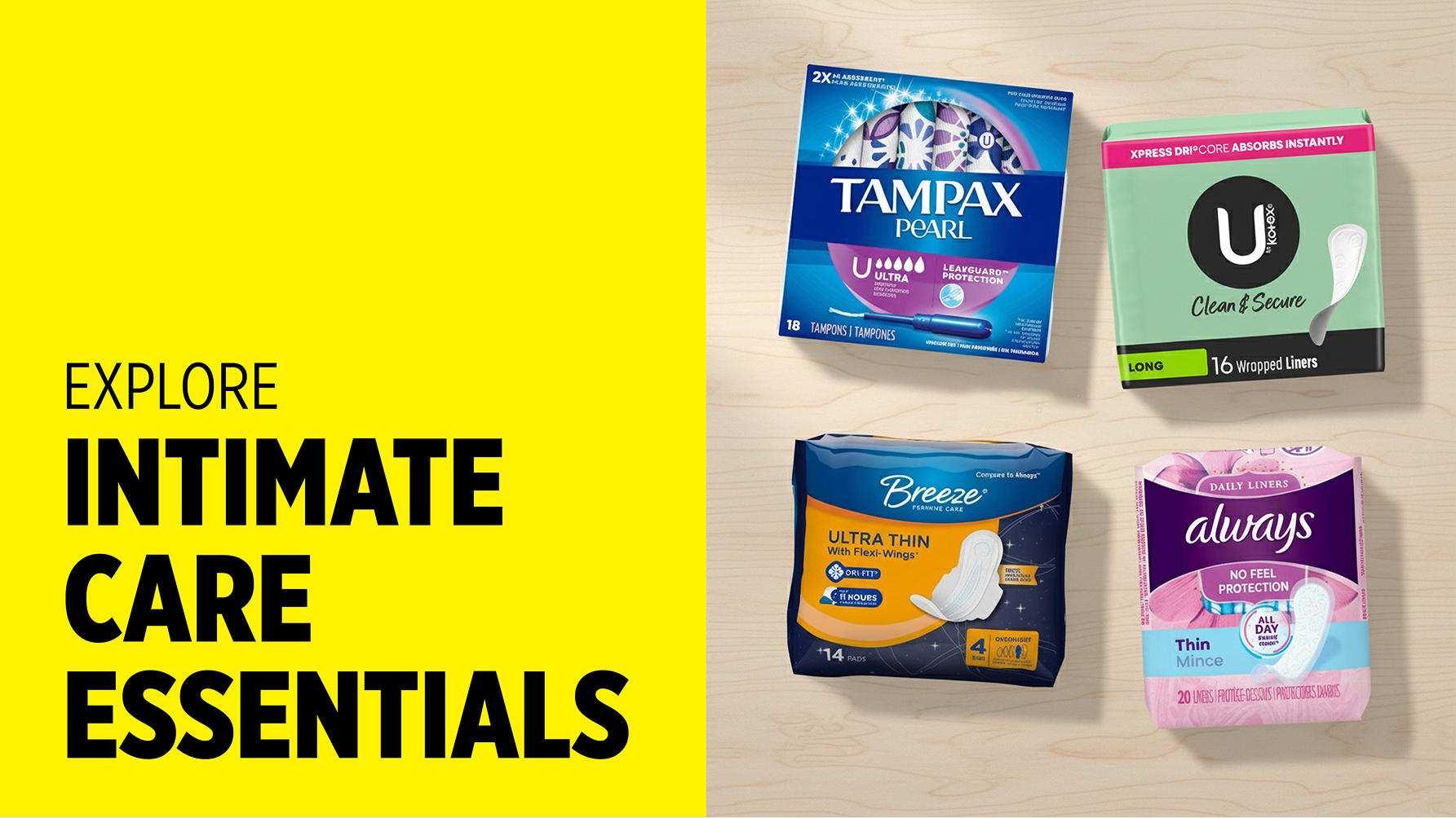 Explore Intimate Care Essentials Tampax Pearl U by Kotex Clean & Secure Breeze Always