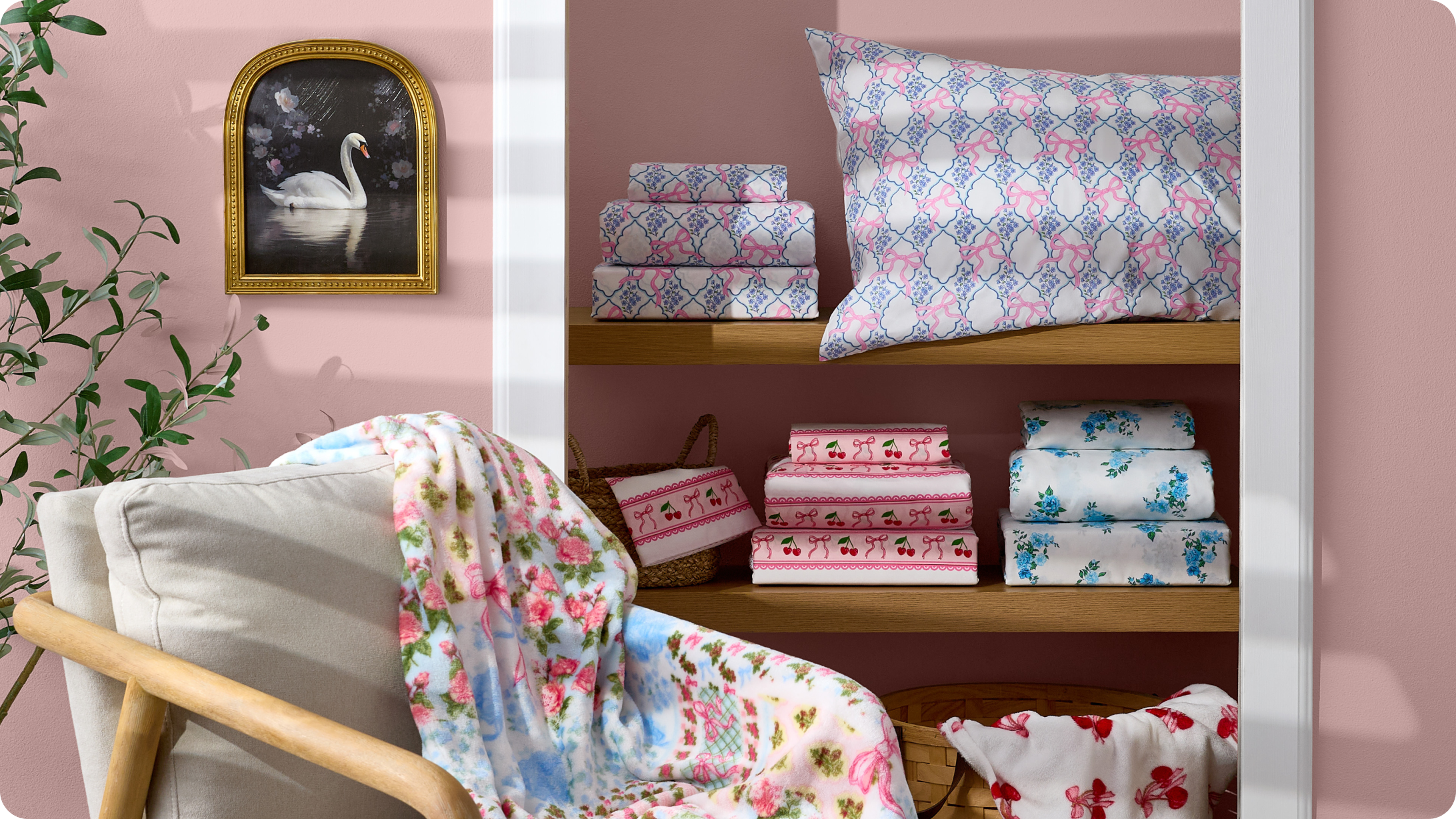 Simply Belle bedding and home decor display