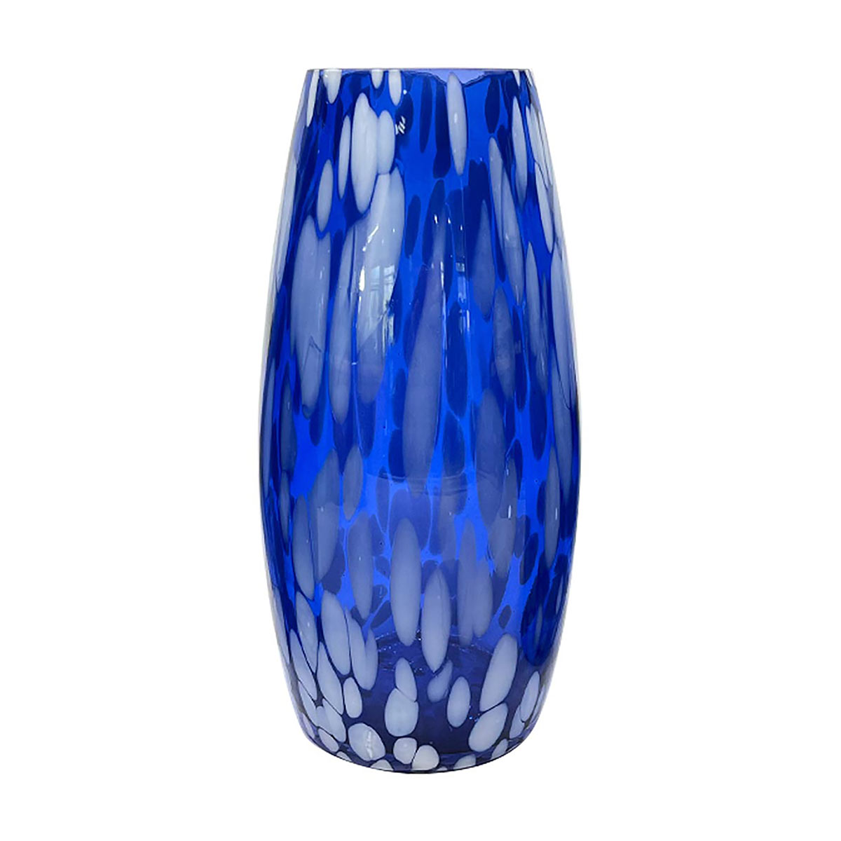 9.84-in. Blue Splash Glass Vase