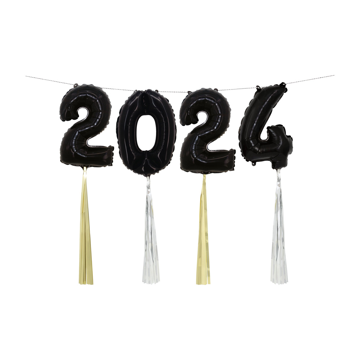 '2024' Graduation Party Black Foil Balloon Banner Kit