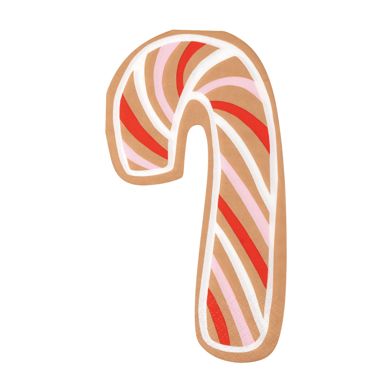 Gingerbread Candy Cane Shaped Guest Napkins, 16 ct