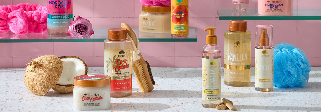 Tree Hut bath & body products in a variety of iconic scents at pOpshelf.