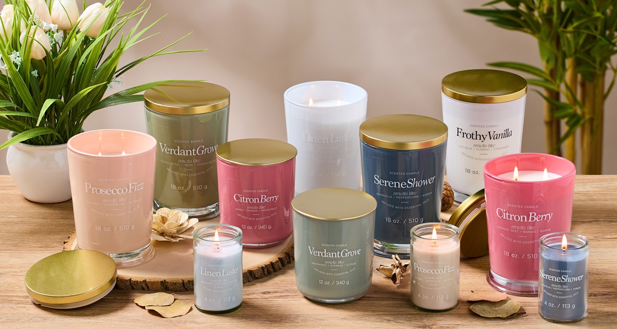 Poured glass jar candles in a variety of sizes & scents, like pOpshelf's signature scent, Citron Berrry and more.