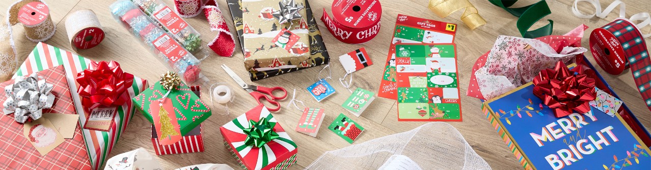 Various bow, gift tag, and ribbon designs and styles for Christmas from pOpshelf.