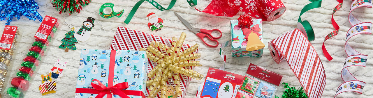 Various bow, gift tag, and ribbon designs and styles for Christmas from pOpshelf.