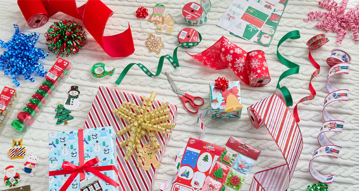 Various bow, gift tag, and ribbon designs and styles for Christmas from pOpshelf.