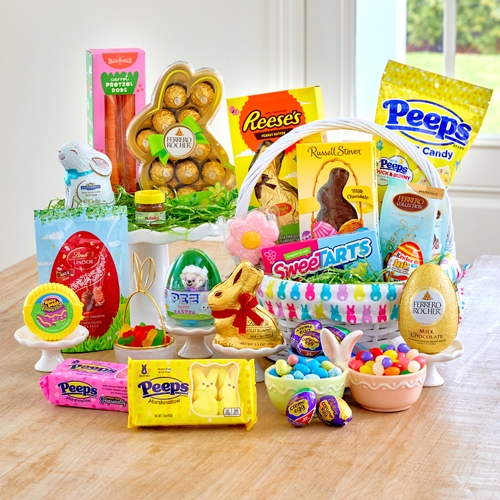 Easter candy & treats from pOpshelf: Reese's bunny, Ferrero Rocher bunny gift, Peeps, Lindt Gold Bunny & bagged candy, Russell Stover chocolate bunny, and more,