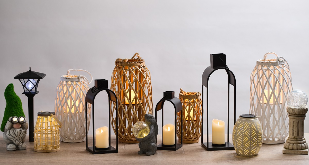 Various deigns of solar lights and lanterns from pOpshelf.