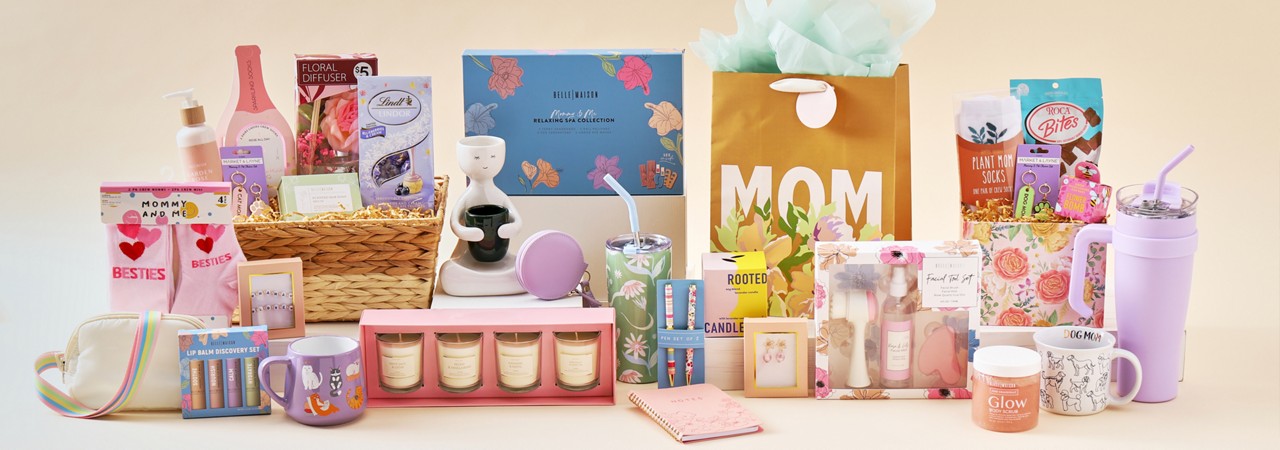 Mother's Day gifts from pOpshelf: candles, candy, insulated cups, seed gifts, mugs, planter, beauty gift sets, gift bags & more.