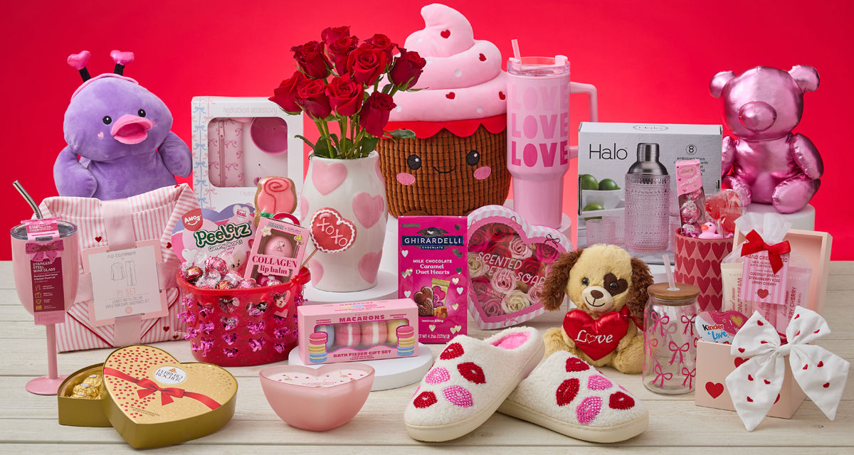 Cute & trendy Valentine's Day gifts from pOpshelf: sloth plush, foil heat balloons, Valentine's cups and mugs, beauty gift sets & more.