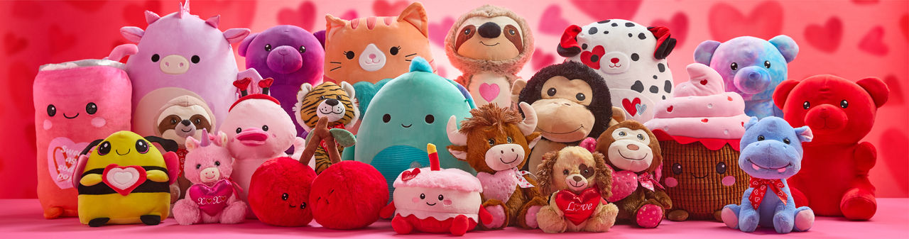 Valentine's day stuffed animals and plush toys from pOpshelf: valentine's teddy bears, TY plush animals, Squishmallows, taco, soda, and more.