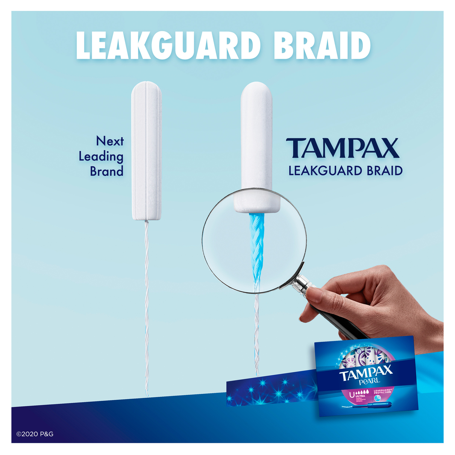 Tampax Pearl Tampons Ultra Absorbency With Leakguard Braid Unscented 18 Count 4069