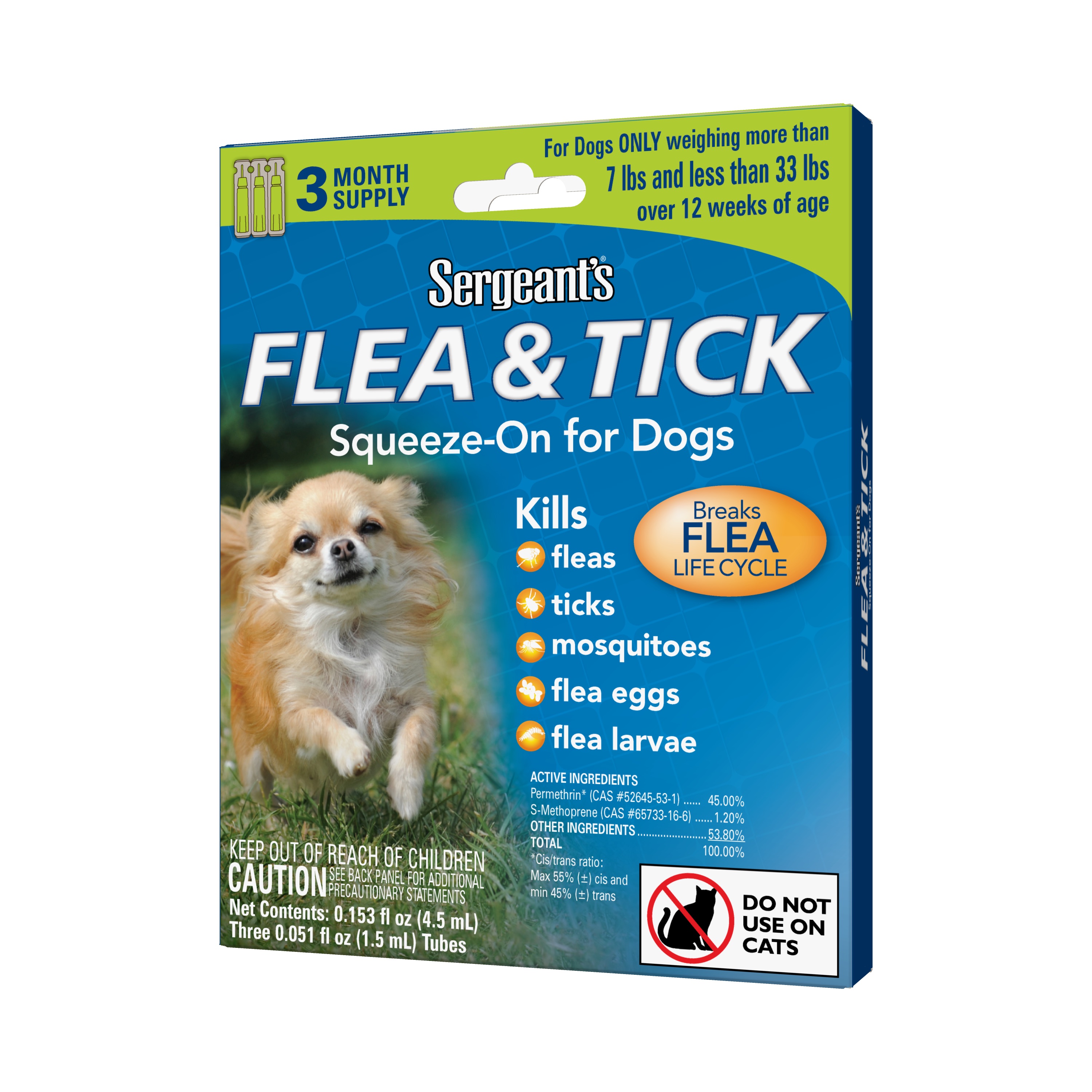 Sergeant's Flea & Tick Squeeze-On for Dogs, 7-33 lbs