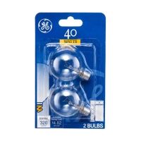GE 40W Clear Small Globe, 2 Pack