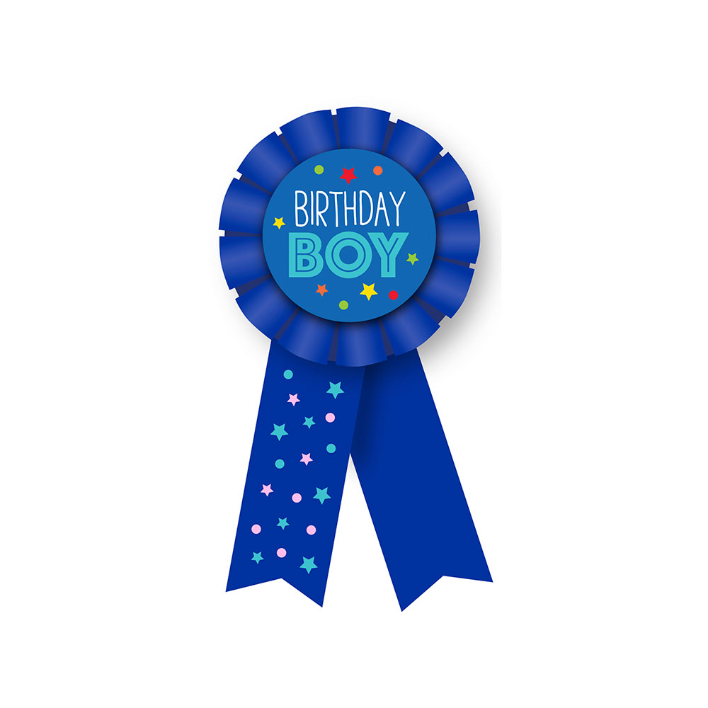 Birthday Boy Blue Ribbon Badge