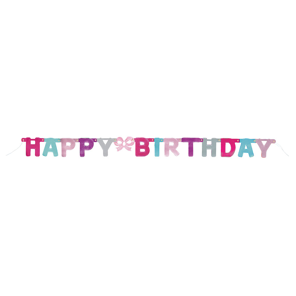 Pink, Purple, & Teal Happy Birthday Banner, 4 Feet