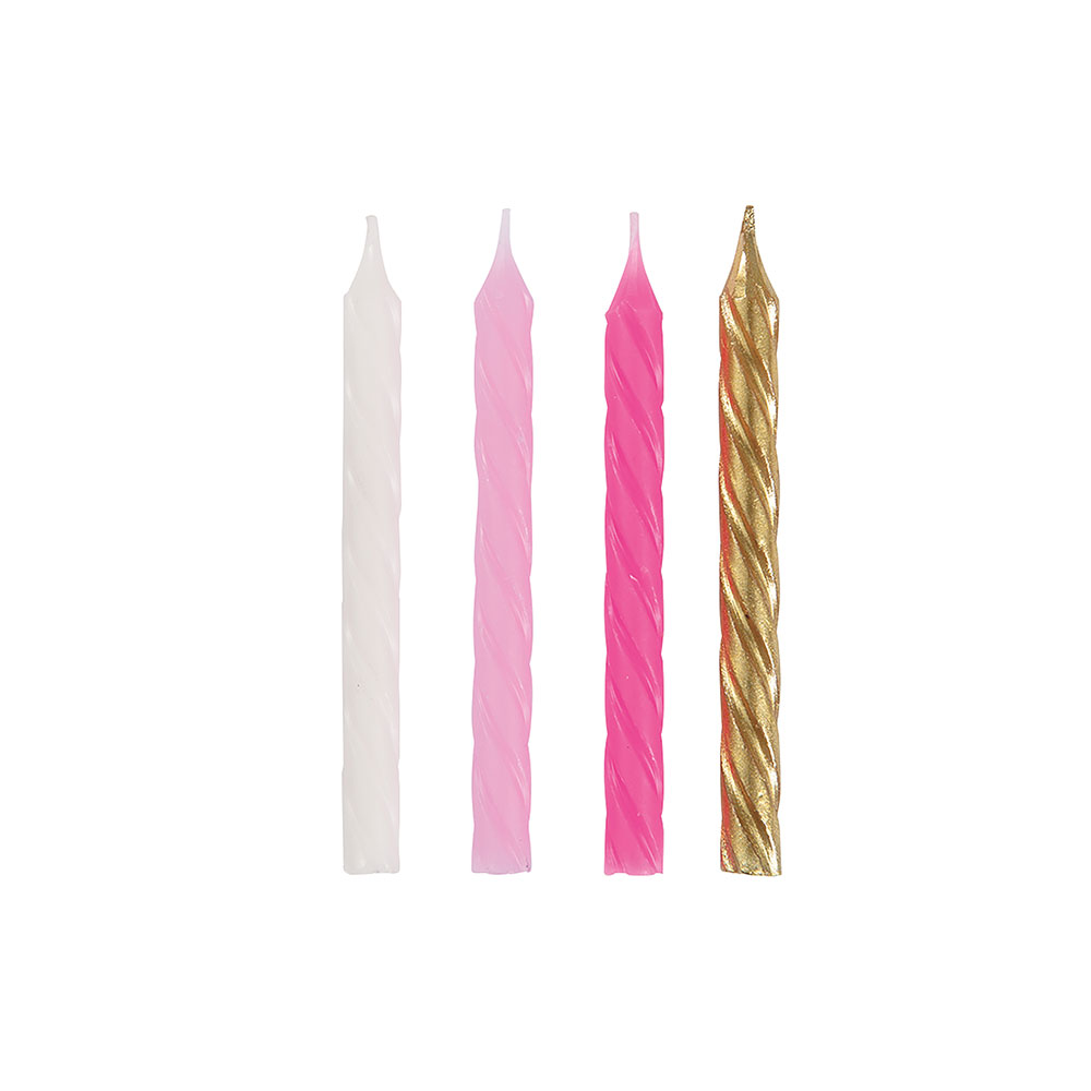 Pink, White, and Gold Birthday Candles, 24 Count