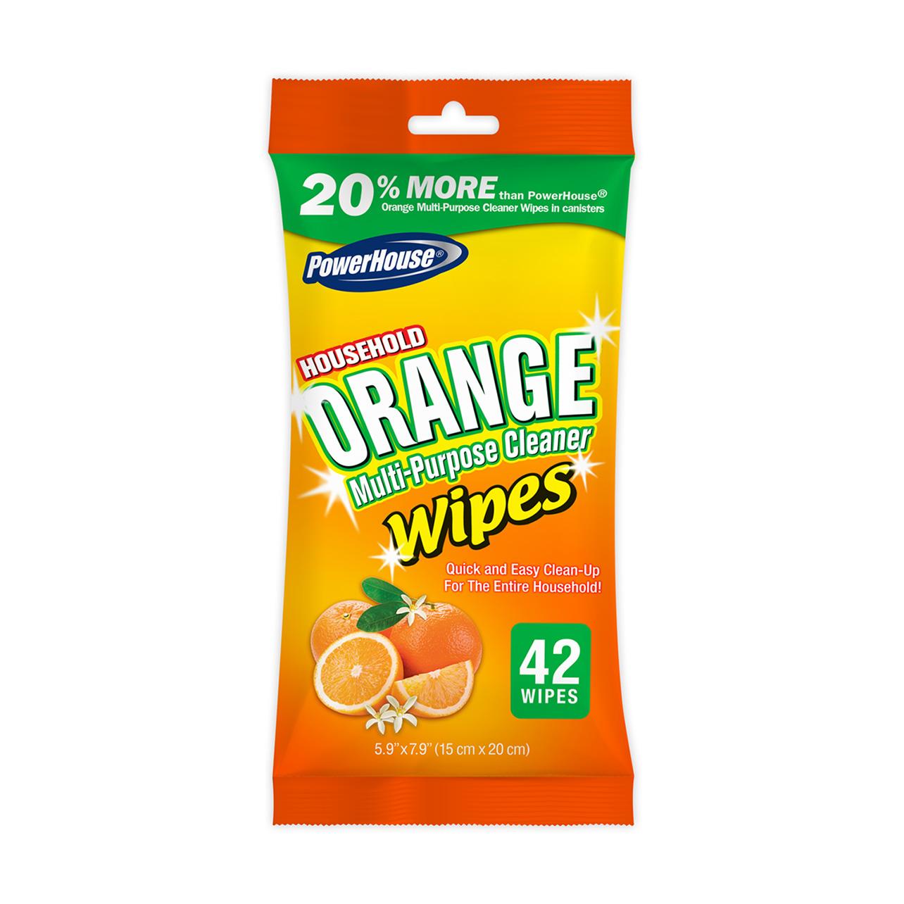 PowerHouse Wipes - Multi-Purpose Orange - 42 Count 