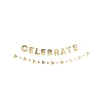 Gold "Celebrate" Paper Garland, 7 Feet, 2 Pieces