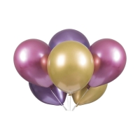 11&quot; Latex Purple, Pink, and Gold Metallic Balloons,