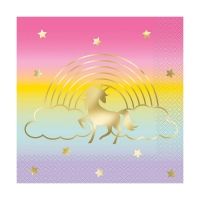 6.5" Rainbow Unicorn Party Paper Napkins, 20 Count