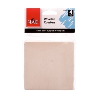 Plaid Unpainted Wood Square Coasters Set, 4 Pieces