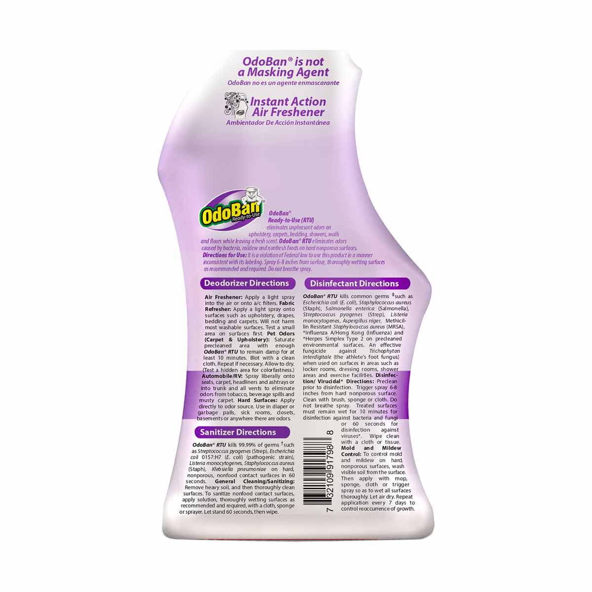 Odoban Ready To Use Disinfectant Fabric And Air Freshener Lavender Spray 32 Oz 5819