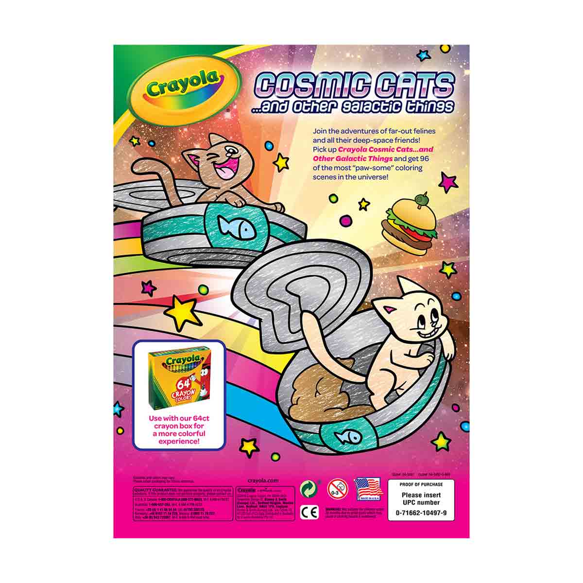 Download Crayola Cosmic Cats Coloring Book, Sticker Sheet, 96 Pages