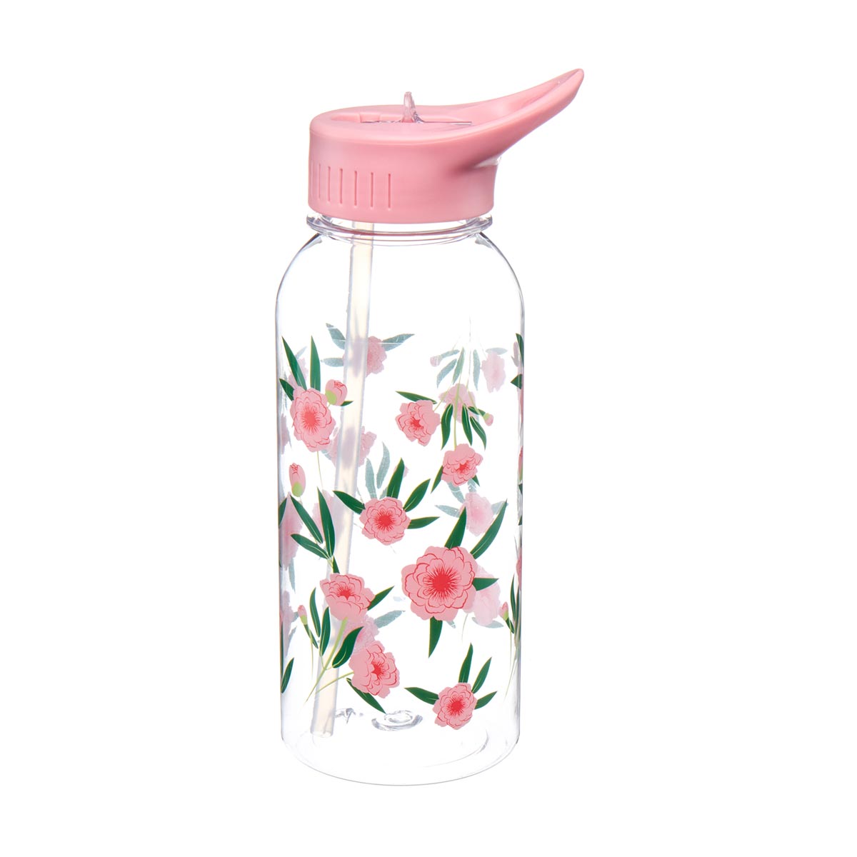 Floral Water Bottle with Straw, 37.19 oz.