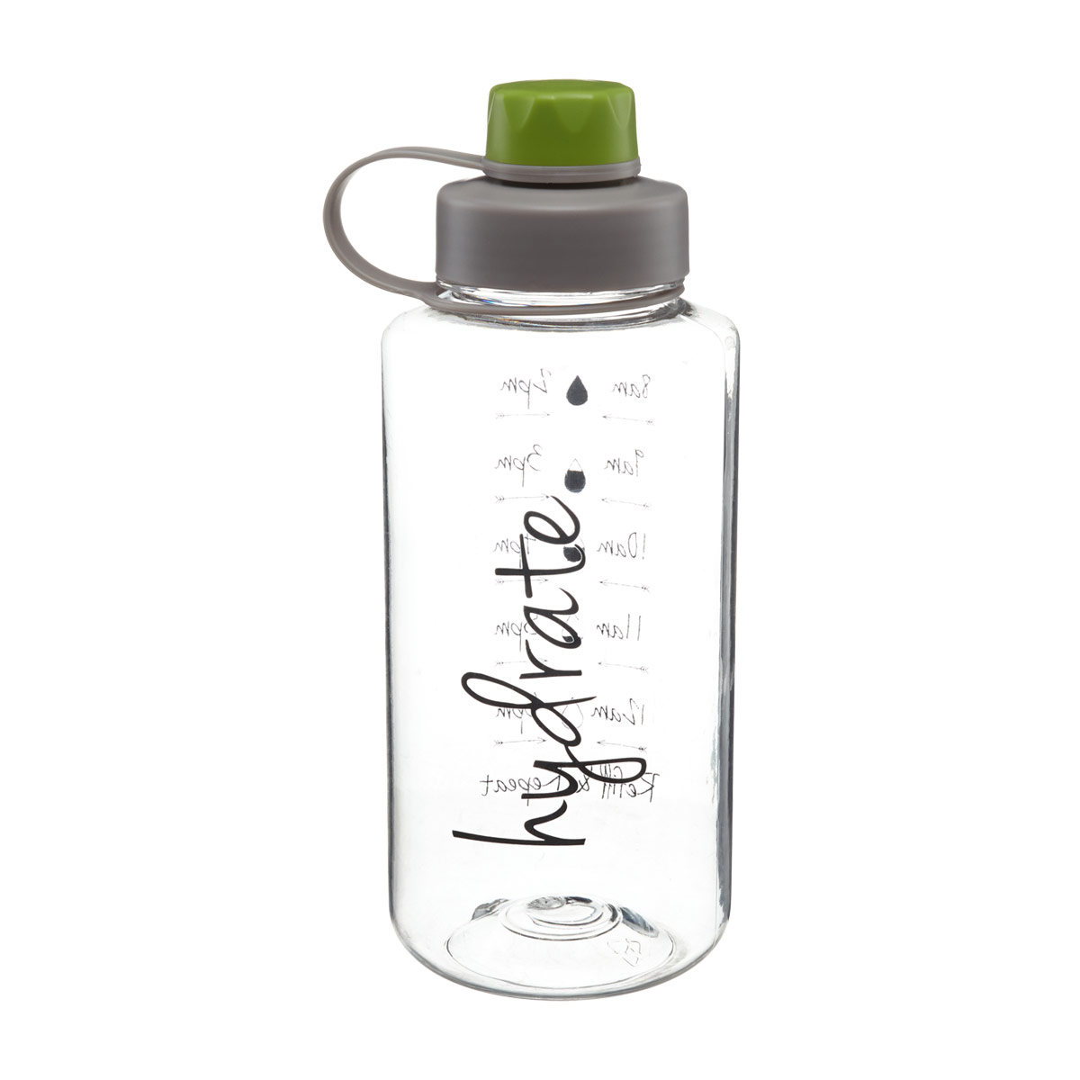 Hydrate Motivational Water Bottle with Time Marker, 1 L.