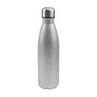 Silver Glitter Double Wall Stainless Steel Bottle, 500 ml.