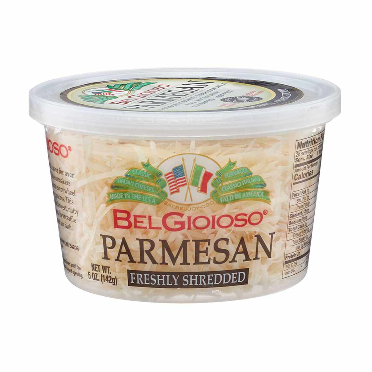 Belgioioso Parmesan Shredded Cheese Cup 5 Oz