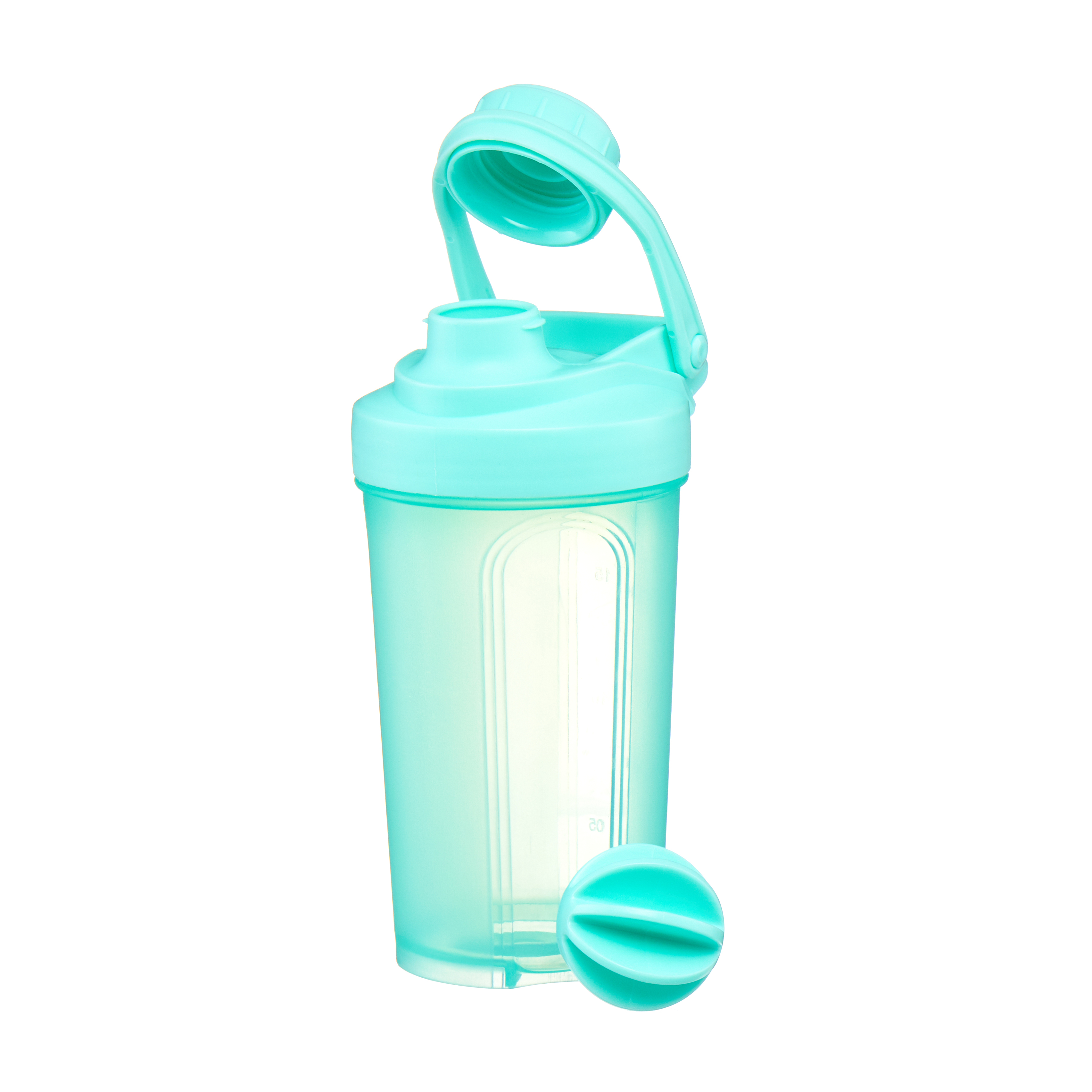 Seaglass Blue Plastic Protein Shaker Bottle with Mixer Ball, 16.9 oz.