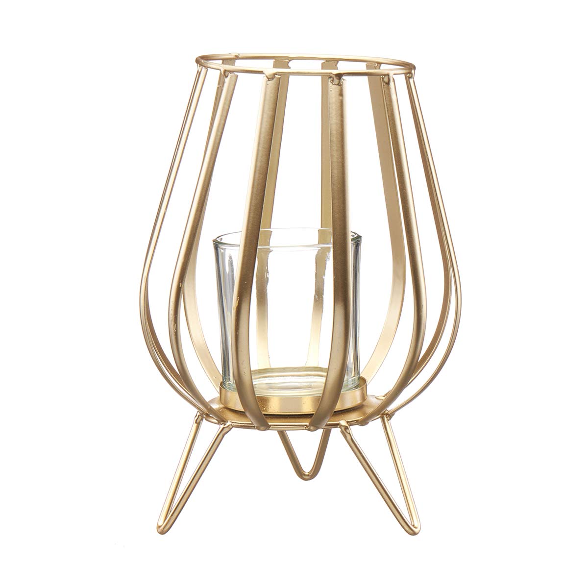 Gold Metal Candle Holder With Hairpin Legs 