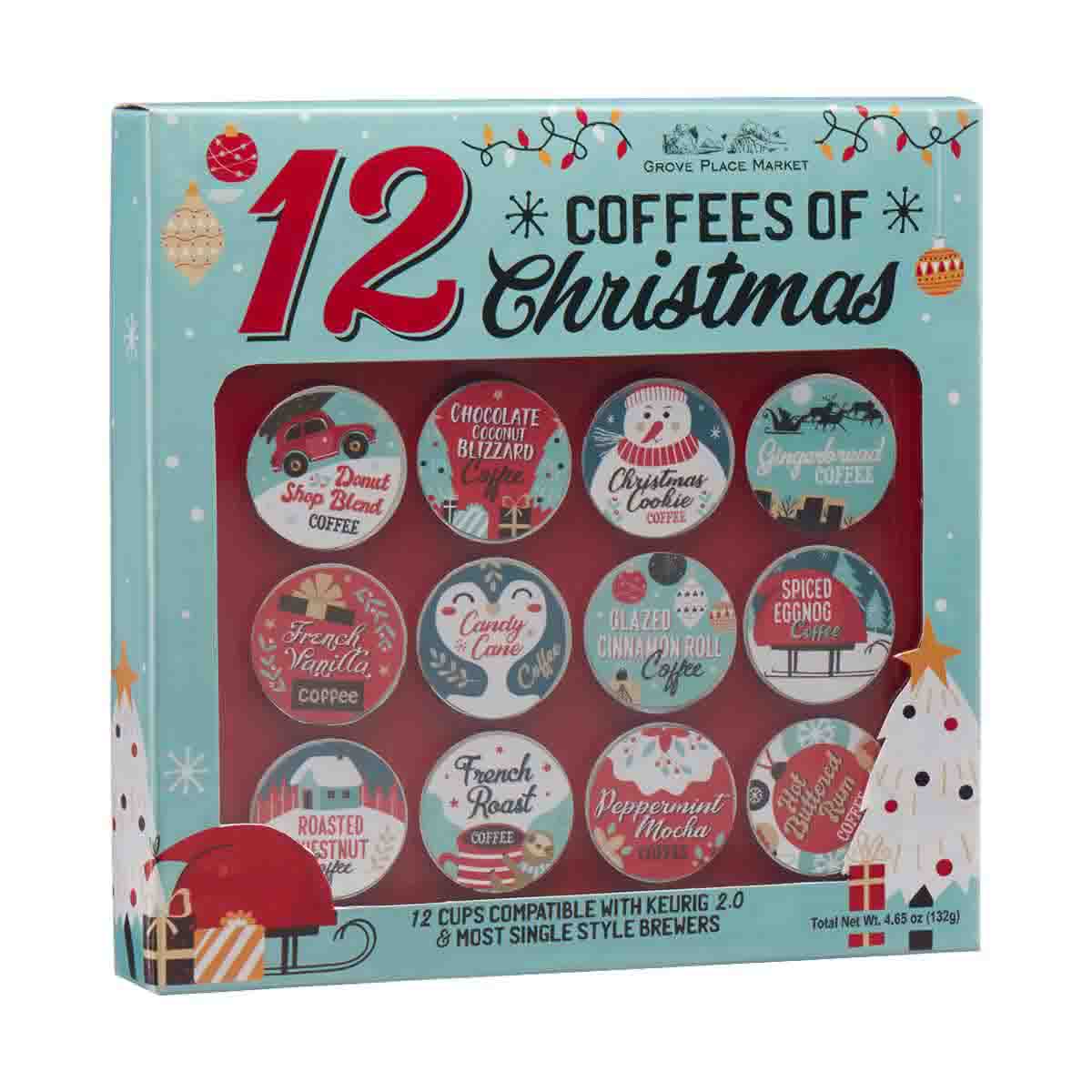 Grove Place Market 12 Coffees of Christmas Keurig 2.0 Compatible Gift Set