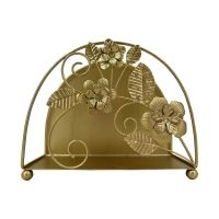 Floral Napkin Holder, Gold