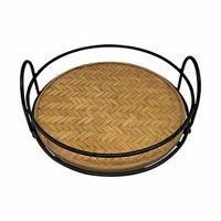 Round Wood & Metal Tray, Large