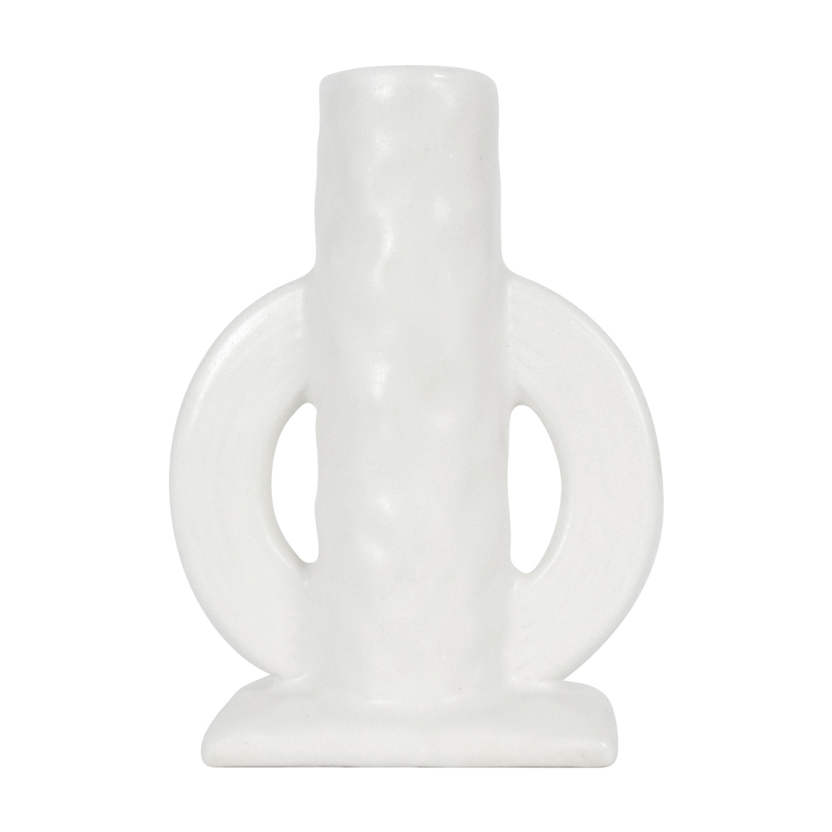 Modern Candle Holder, White Ceramic, Small