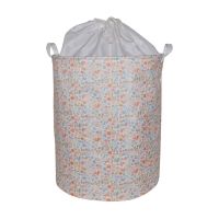 Floral Print Round Fabric Laundry Hamper, Large