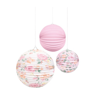 Pleated Paper Lantern Kit, Pink Blooms