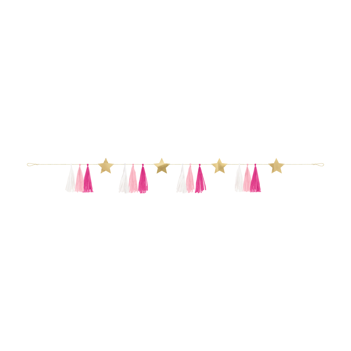Foil Cutout Gold Star Garland with Tassels, 6 ft