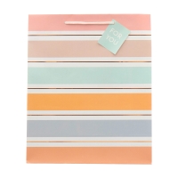Foil Striped Embellished Gift Bag with Tag, Large