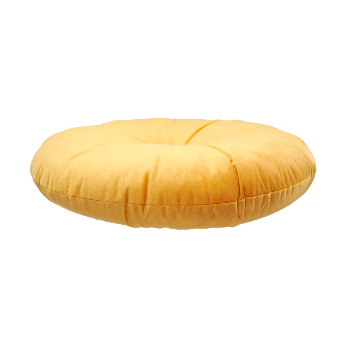 Round Pintuck Velvet Pillow, Yellow