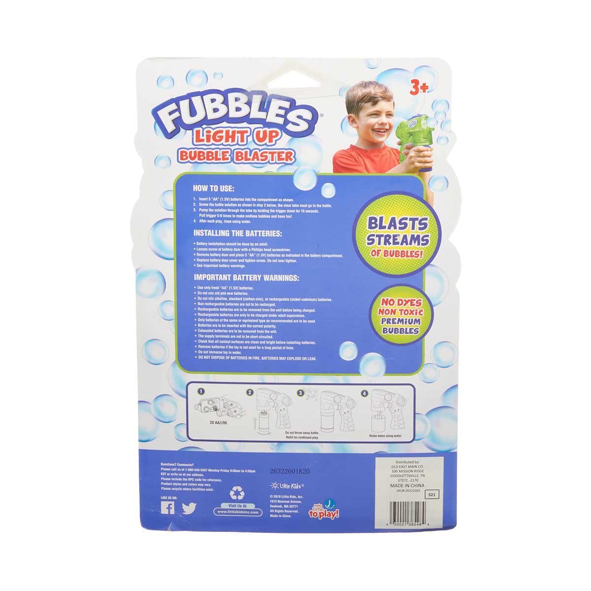 Fubbles Light Up Bubble Blaster 2.36 Fl Oz, Spring/Summer