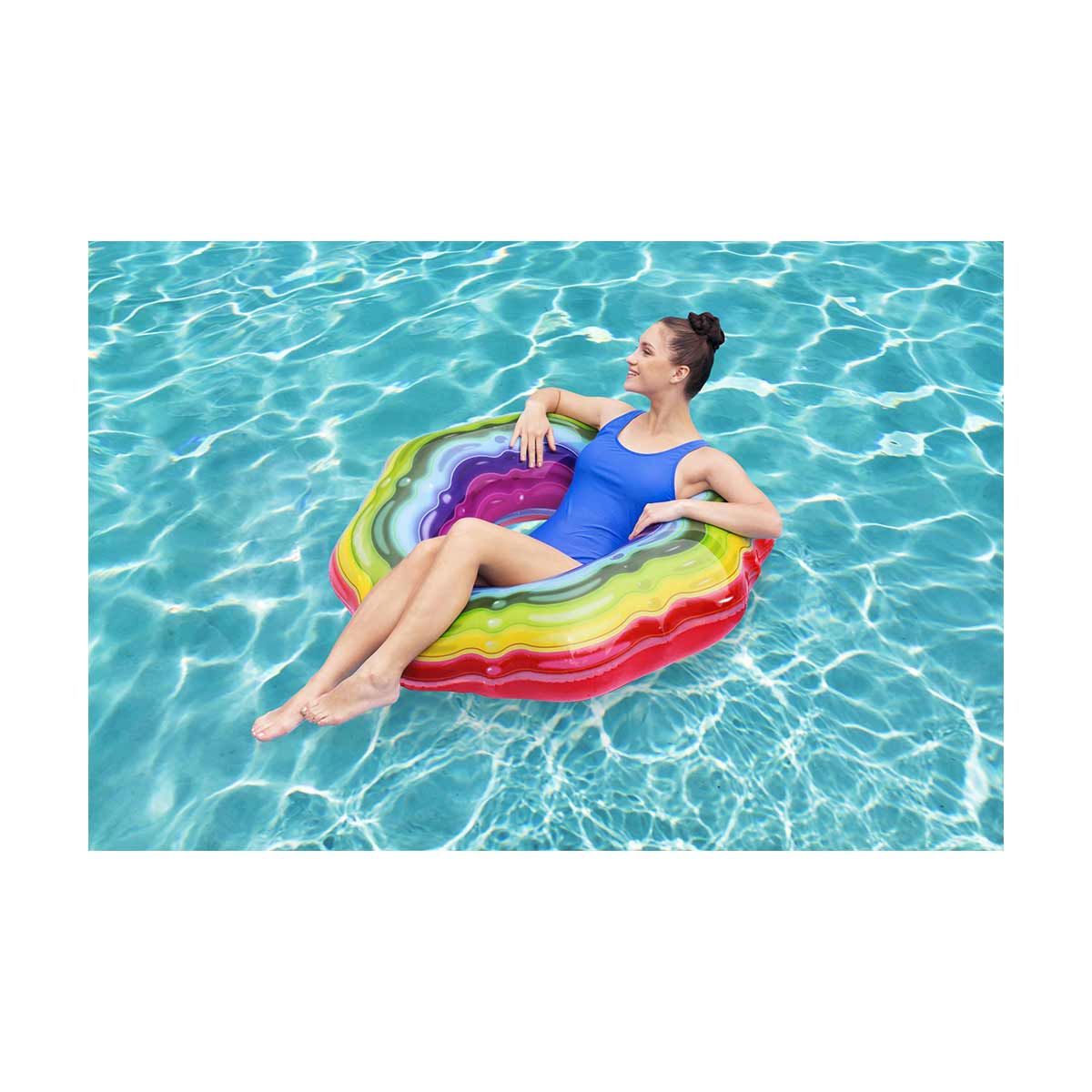 H2OGO! Rainbow Inflatable Swim Ring, 36 in.