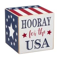 Decorative USA Cube Wooden Tabletop Decor