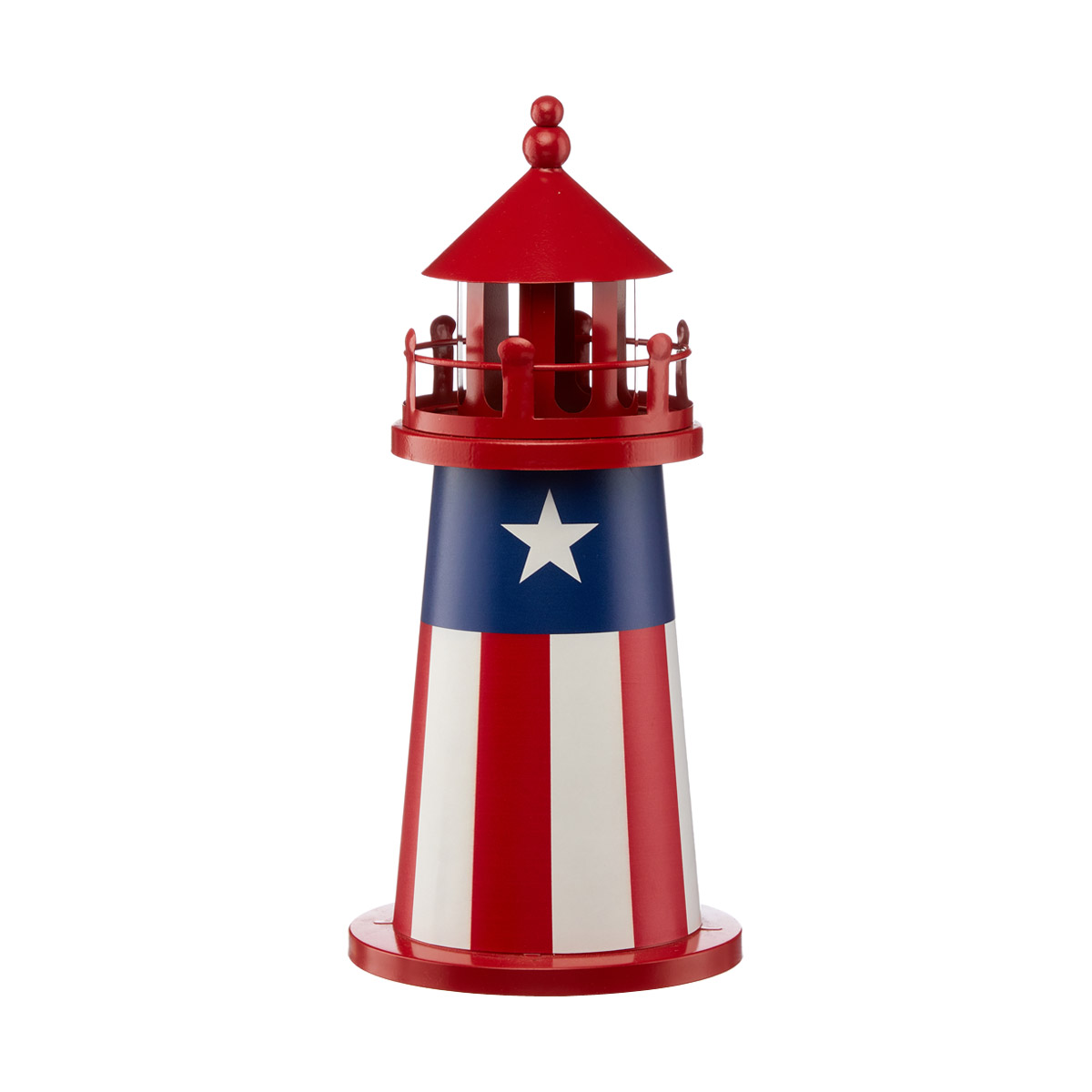 Patriotic Metal Garden Solar Lighthouse Décor