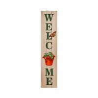 Welcome Floral Wooden Porch Leaner
