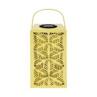 Yellow LED Solar Lantern with Leafy Cutouts