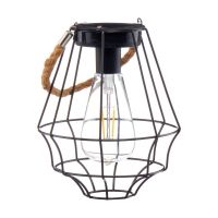 Hanging Solar Geometric Wire Lantern with Rope Handle